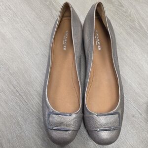 Coach Women's Metallic Silver Bronze Flats